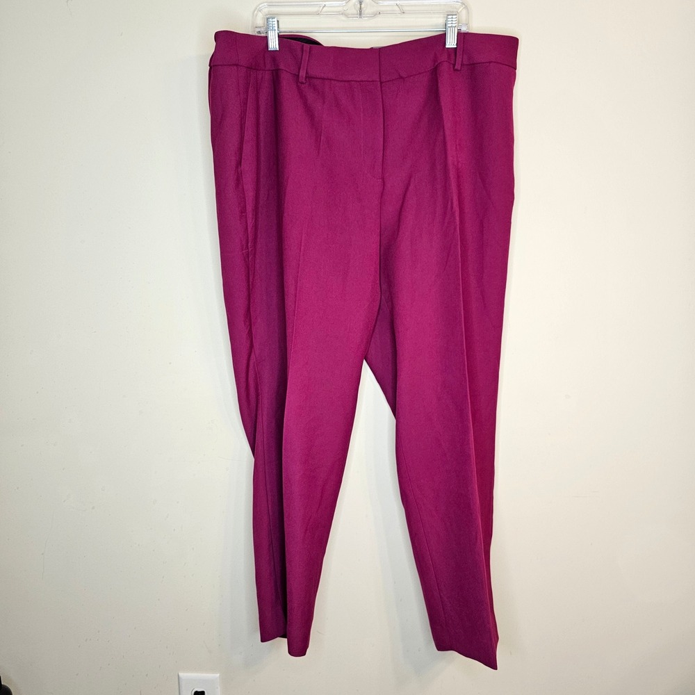 Talbots Hampshire Ankle Pants Women 20W Magenta High Waist Straight Leg NWT